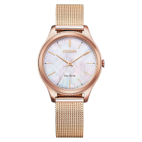 CITIZEN 星辰錶 LADY S系列 EM0508-80Y 母親節推薦款光動能米蘭帶腕錶 / 玫瑰金 32mm