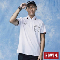 EDWIN 男款 網眼印花短袖POLO衫 (白色)