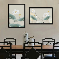 中國風古典荷花裝飾畫客廳沙發風水背景墻畫新中式墻畫九魚圖掛畫