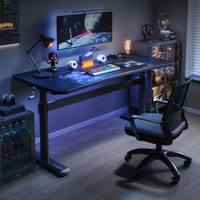電競手搖升降電腦桌碳纖維臺式桌家用書桌辦公桌網紅游戲桌工作臺