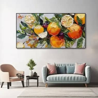 lukisan dinding jumbo abstrak jeruk - future art painting tanpa bingkai / rangka kayu saja 60x120