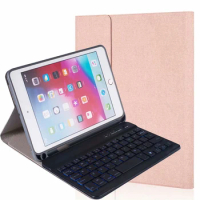 7 Colors Backlit Removable Keyboard Cover for iPad Mini 5 Mini 4 Magnet Fabric Leather Smart Case for iPad Mini 3 2 1 Tablet+Pen