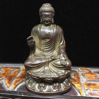 老銅佛純銅老黃銅釋迦牟尼阿彌陀佛像擺件居家佛堂用品小佛像收藏