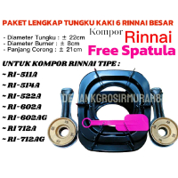 2 Set Tungku kompor rinnai kaki 6 bahan tebal 2 set 2 tungku 2 corong Stainless 2 burner besar - 2 T