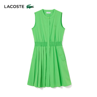 【LACOSTE】母親節首選女裝-造型收腰百折背心洋裝(亮綠色)