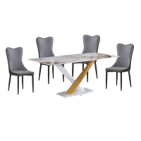 文創集 格尼遜6尺高硬度岩板餐桌椅組合(一桌四椅組合＋餐椅二色可選)-180x90x77cm免組