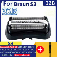 New 32B Black Shaver Foil &amp; Cutter Shaver Head for Braun Series 3 320 330 340 380 390 3090CC 350CC 320S 330S Cassette Mesh Grid