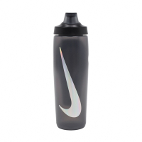 Nike 水壺 Refuel Bottle 24oz 黑 銀 掀蓋式 止滑 可擠壓 水瓶 運動 自行車 N100766805-424