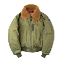 Red Tornado B-15 Flying Jacket Fur Collar Winter Men Cotton Coat Flight Jacket
