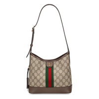【GUCCI 古馳】781402 2024新款經典ophidia系列GG Supreme帆布單肩背小型托特包(棕色)