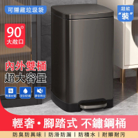 【萬通】不銹鋼腳踏式垃圾桶 38L密封垃圾桶 大垃圾桶 酒店過道加厚垃圾桶(居家/客廳/廚房/衛浴/收納桶)