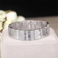 Top Natural Gibeon Meteorite Moldavite Bracelet Bangle For Woman Lady Man Silver 13x10mm Beads Crystal Strands Jewelry AAAAA