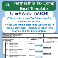 VL Partnership Tax Computation Excel Template Form P Financial Stmt & Bookeeping Auto Calculate 2024