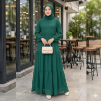 Gamis Susun Ceruty Babydoll Full Puring wanita remaja dewasa busui