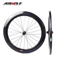 Airwolf High Quality 700C UD Disc Carbon Road Bike Wheels DT Hubs Road Bicycle Wheels with Pillar 1423 Spokes Road Bike Wheelset