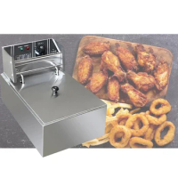 Commercial Deep Fryer Machine Electric Dual Deep Fryer Oven Stainless Steel Oil Fryer with Thermostat Baskets