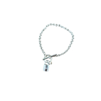 HERMES 經典限量珠寶系列鎖頭造型925純銀實心T釦手鍊