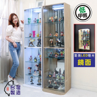 BuyJM台灣製高164.5公分LED鏡面背板低甲醛六層強化玻璃展示櫃/收納櫃/玻璃櫃/公仔櫃