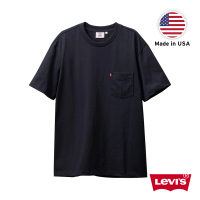 【LEVIS 官方旗艦】MIU美國製 男 單口袋重磅素T/BOXY寬鬆方正版型/250GSM厚棉 黑 熱賣單品 19858-0003