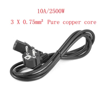 1.5m 1.8m Pure copper core EU Power Extension Cord European IEC C13 Supply Cable 3X0.75 mm2 High current 10A/2500W