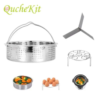 Instant Pot Accessories Set Stainless Steel Steamer Basket With the Handle Divider Egg Steamer Rack Trivet Kitchen Cooking Tools
