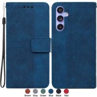S23FE Case for Samsung Galaxy S23 FE S711 Leather Cover Galaxy S23 Ultra S 23Ultra Geometric Textile Wallet Leather Phone Cases