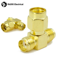 T Type SMA Male to 2xSMA Female Adapter RF Coaxial 3 Way Connector Tee SMA Connector for 2G/3G/4G LTE Antenna/Extension/WIFI