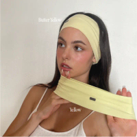 แบรนด์ The July Mansion TJM Headband สีเหลือง ขนาด 7H x 19.5W cm ผ้ายืดได้มาก ใส่สบาย โทนสี Butter Y