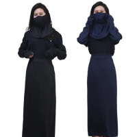 【OMAX】透氣防曬袖套 +防曬裙+護頸口罩-黑色(3件組合-速)