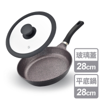 ondo 鋁合金不沾平底鍋28cm(附矽膠玻璃蓋)