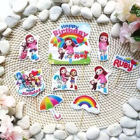 hiasan kue ulang tahun cake topper satu set tema Rainbow Ruby