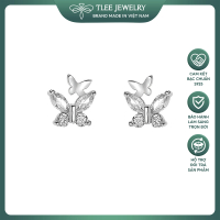 Bông tai bạc nữ TLEE hồ điệp đôi đính đá tiểu thư, xinh xắn và thanh lịch TLEE JEWELRY B0565