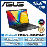 ASUS E1504FA-0081K7520U 混成黑 15.6吋筆電(AMD R5-7520U/16G/512G)