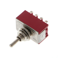 Mini toggle switch, red, 12 pins, 2 positions (on/on), 4PDT, AC 250 V/2 A, 125 V/5 A