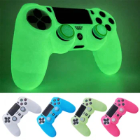 Glow in Dark Games Accessories Gamepad Joystick Case Cover for PS4 Soft Silicon Case for PlayStation 4 Controller Skin Case