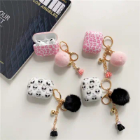for Airpods Pro 2 1 Case Luxury Leopard Kawaii Alien Airpods 2 Cute Protector with Hairball Keychain for AirPods Pro 3 Cases