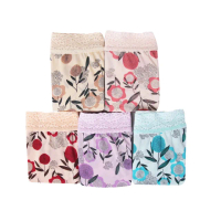 【Chlansilk 闕蘭絹】優雅花朵100%蠶絲中高腰內褲五件組