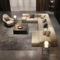 Top-class private custom-made Nordic luxury fabric sofa Modern simple Italian minimalist large-sized living room sofa