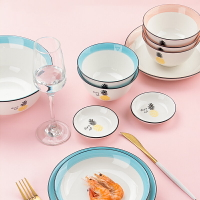 墨色北歐釉下彩盤子菜盤家用菜碟子創意陶瓷餐具餐盤吃飯盤早餐盤