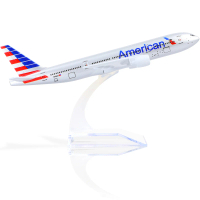 Model Pesawat Logam Diecast, Boeing 777 AA Airlines, Skala 1 / 400, dengan Pendirian, Aloi Pesawat M