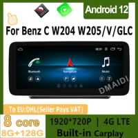 128G Android 12 Car Multimedia Player For Mercedes Benz C Class W204 w205 V Class W638 GPS Navigation Touch Screen Carplay Auto