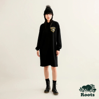 【Roots】Roots 女裝-舞龍新春系列 寬版連帽洋裝(黑色)