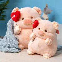 Home Decoration Super Soft Angel Pig Plush Toy Adorable Pink Piggy with Wings Heart Balloon Soothing Companion for Bedroom