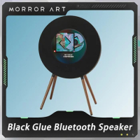MORSOR ART R1 Bluetooth Speaker TFT Panel Record Lyrics NetEase Cloud Co Branded Bass Stereo Black Glue Hanging Subtitles Audio