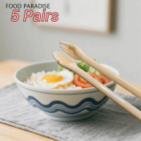 FOOD PARADISE 5 cặp Thực tế Nhựa Đũa cọ Đầu chống trượt Tay cầm dài Đũa giúp đỡ Chống bỏng Đũa tập c