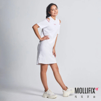 【Mollifix 瑪莉菲絲】挖肩修身長版連身裙、瑜珈服、連身裙(白)