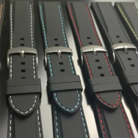 18/20/22/24mm Soft Rubber Silicone Watchbands Diver Watch Band with Quick Release Spring Bars Watch Strap Black Blue Red Orange