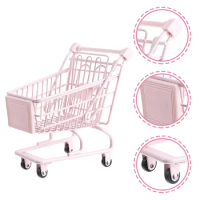 Shopping Cart Desk Storage Toy Carts for Groceries Small Miniature Supermarket Toys Trolley Make