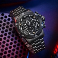 DISKON Evans Jayden Jam Tangan Pria 9838 Rantai Stainless Steel Kaca Sapphire Chronograph Water Resi