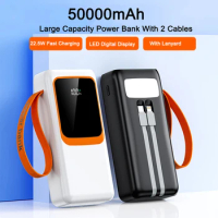 50000mAh Power Bank Fast Charging Portable Charger External Battery Pack Powerbank With Cable for iPhone Samsung Huawei Xiaomi 9